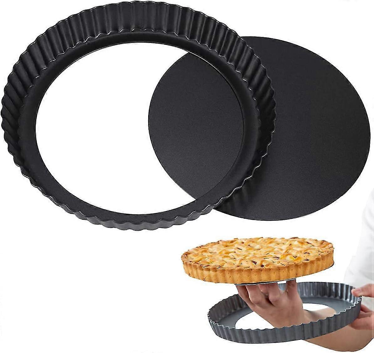 Pie Plate With Removable Bottom, Non-stick Coating, Inverted Pie Plate, Pie Plate, Non-stick Pie Plate, Can Be Used To Bake Cakes, Bread, Etc. (black