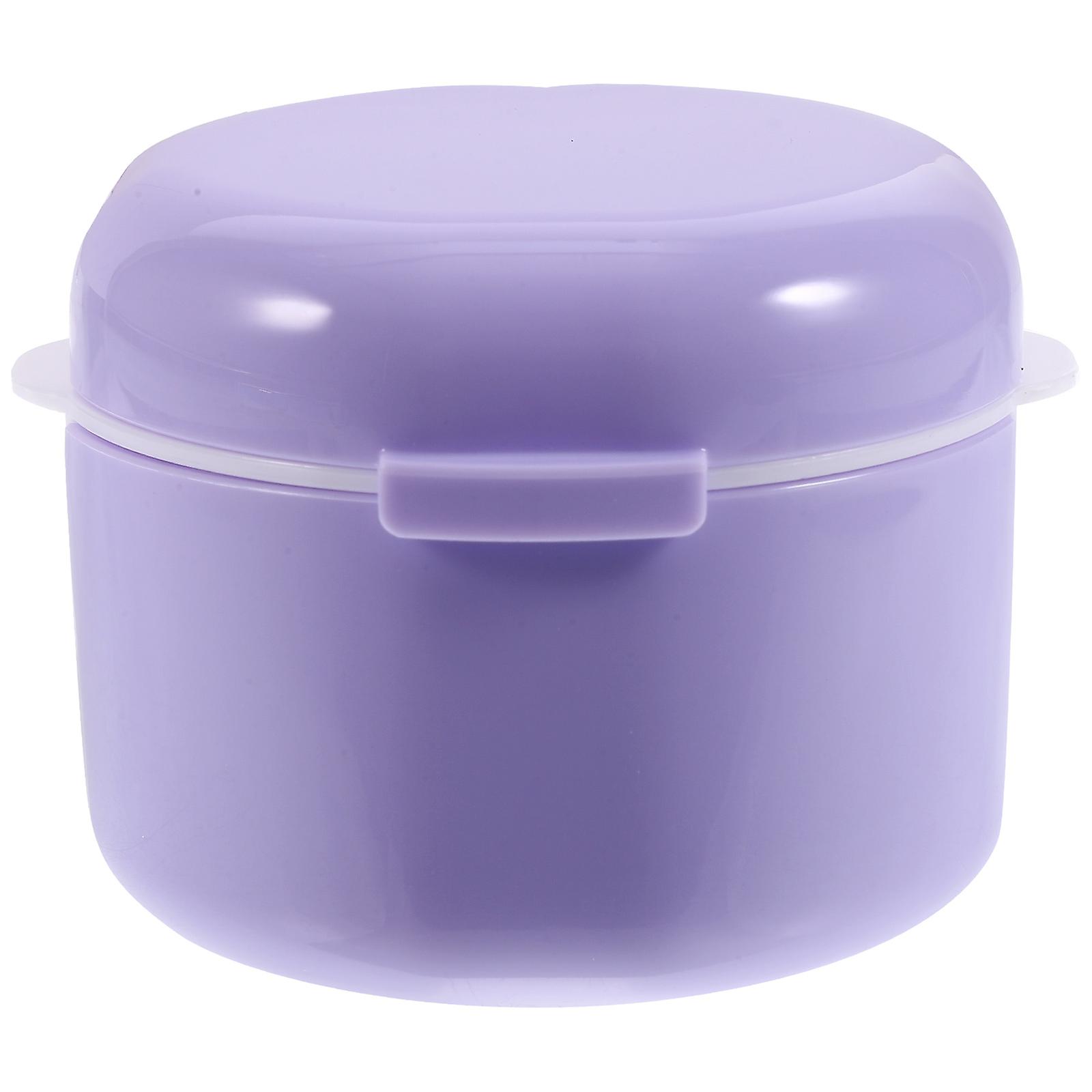 Portable Denture Case for Storage Use Made of PP Material in Purple Color 2.5x2.5x3.5 Inches