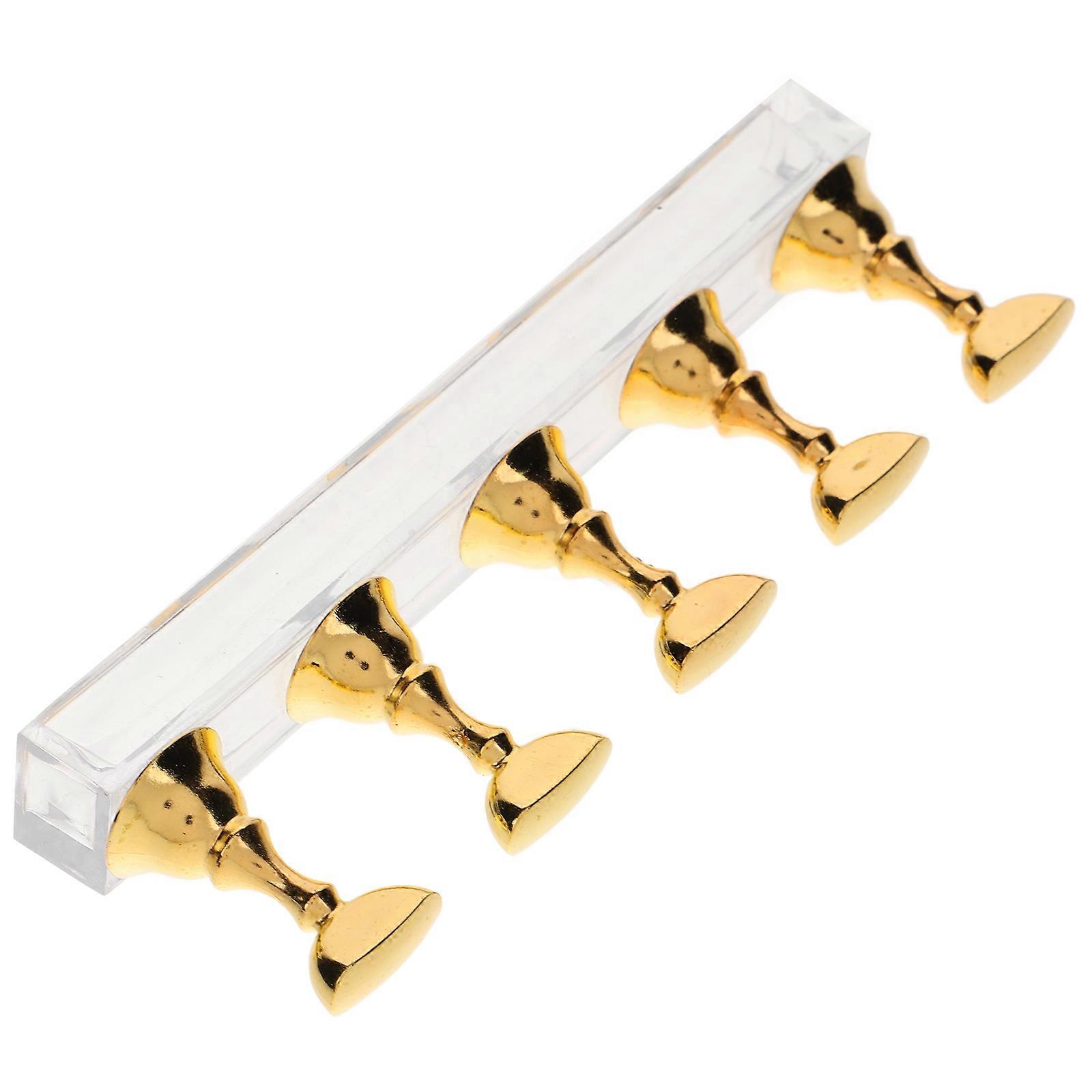 5pcs Nail Stand for Press On Fake Acrylic Display Practice Tips Holders for Salon Home DIY Golden