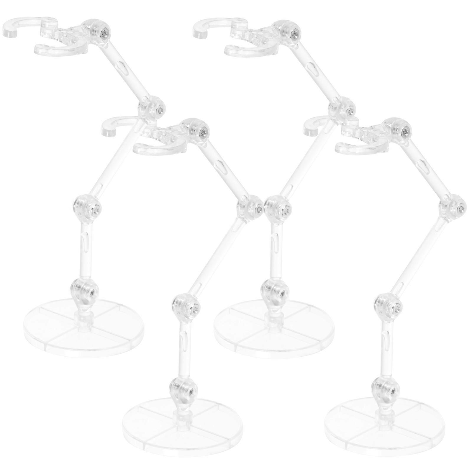 Transparent Plastic Model Display Stands 4pcs Action Figure Support Bases for Doll Storage and Shelf Organization