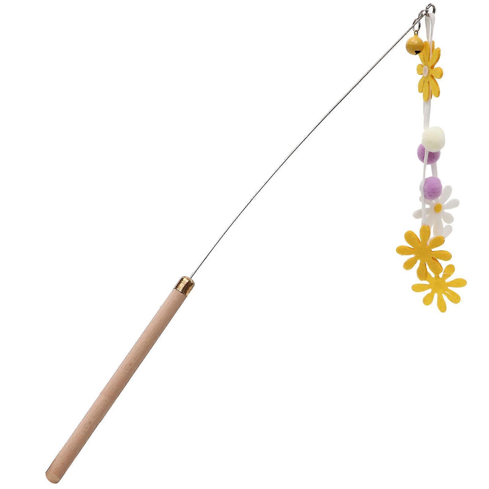 Funny Cat Stick for Interactive Play with Pets Made of Felt Steel Wire and Beech 12.5 inches