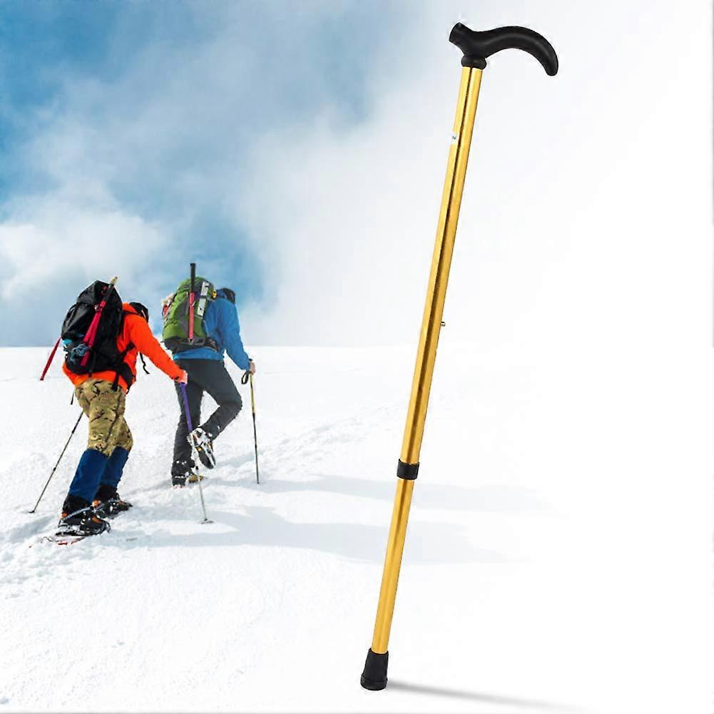 Ultralight Telescopic Aluminium Alloy Walking Stick for Elderly - Adjustable Height, Non-Slip Tip, Yellow, Hiking & Mountaineering