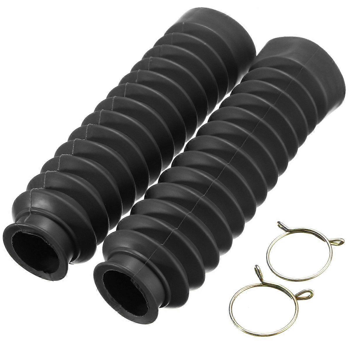 Pair Motorcycle Rubber Front Fork Cover Protector Gaiters Boot Gaitor 4 ColorsBlack