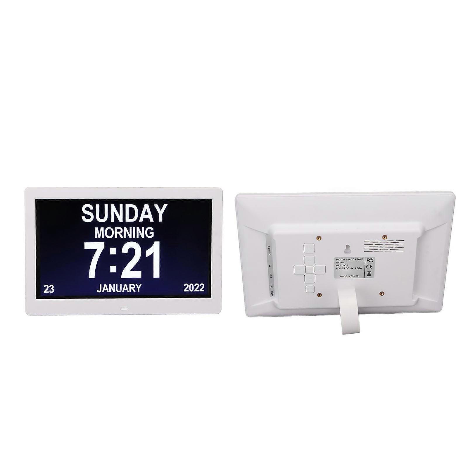 Digital Photo Frame 10in 1024x600 LCD Alarm Clock Remote Control 100‑240V for Home EU Plug 
