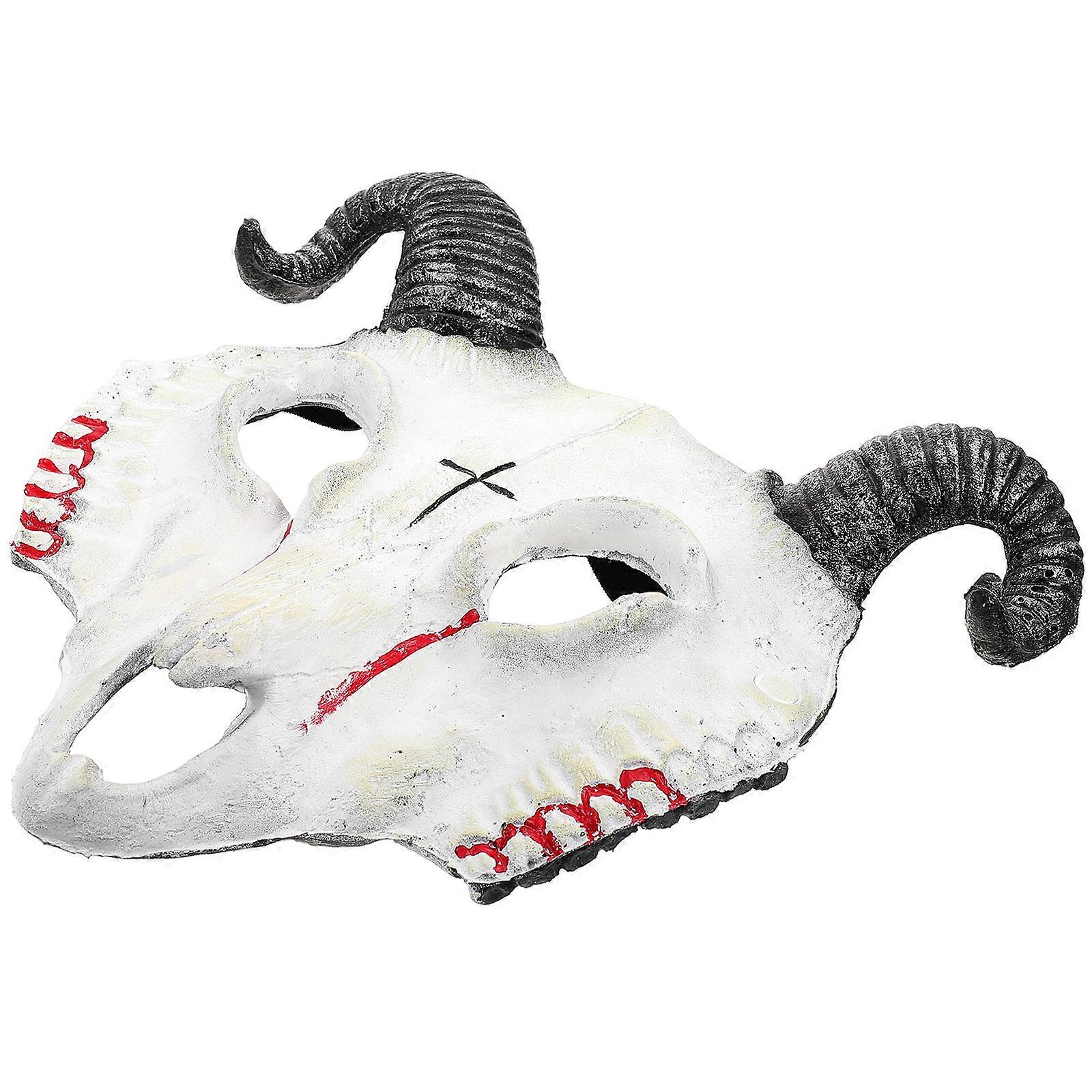 Halloween Horror Mask Goat Skull Costume Prop For Adults With White Color In 29X28X2CM Size For Cosplay Events 1Pcs
