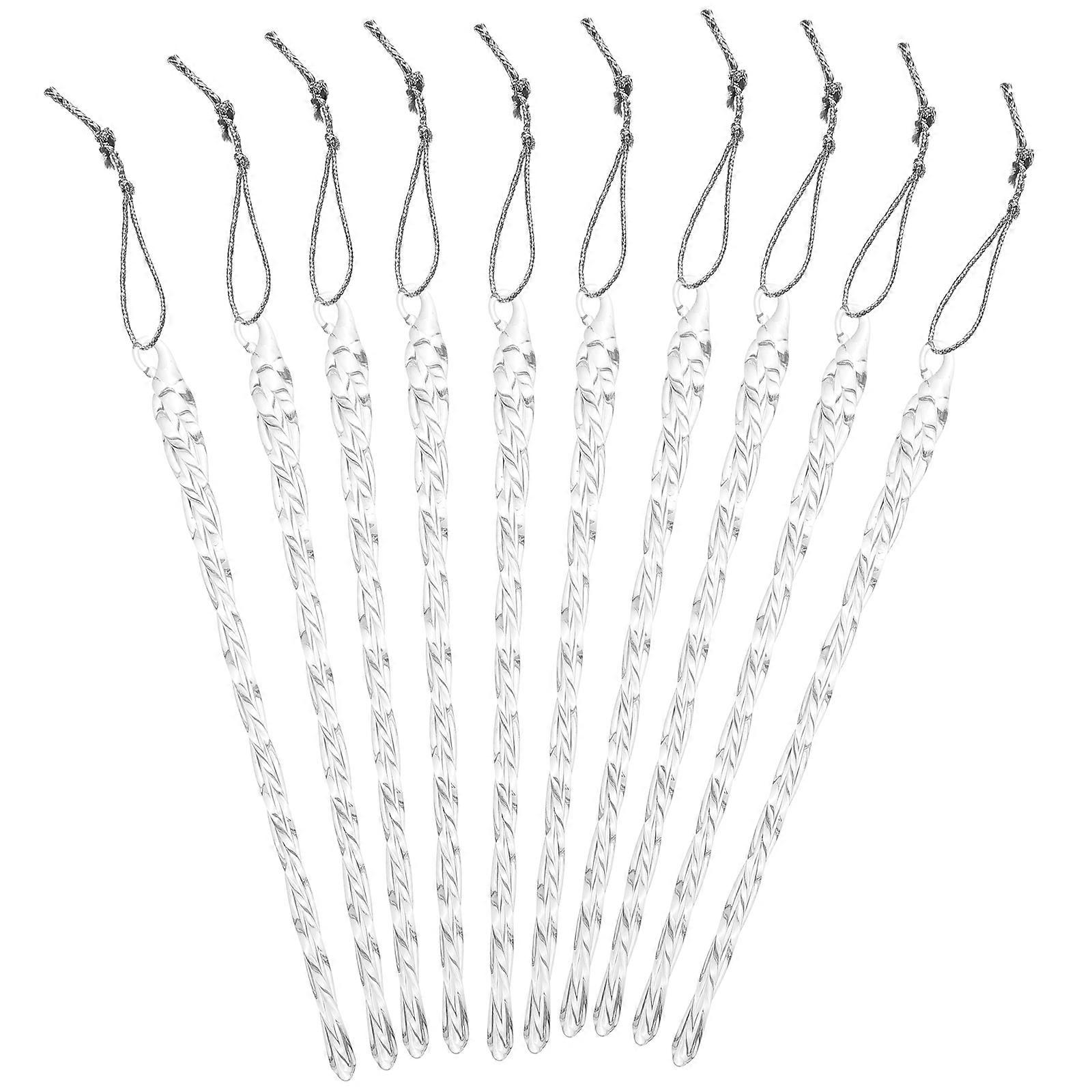 Twisted Shape Clear Icicles Decorations For Christmas Trees 10Pcs Transparent Holiday Ornaments
