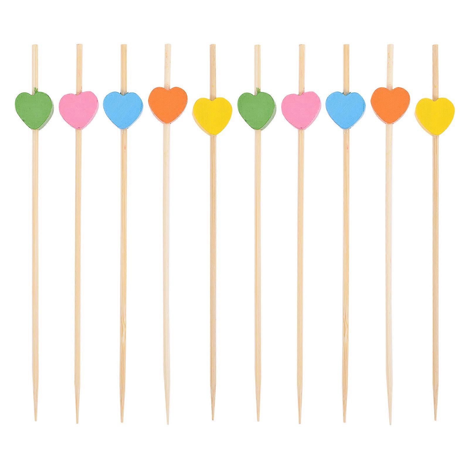 200pcs Bamboo Fruit Picks Assorted Color Decorative Cocktail Picks for Parties and Events