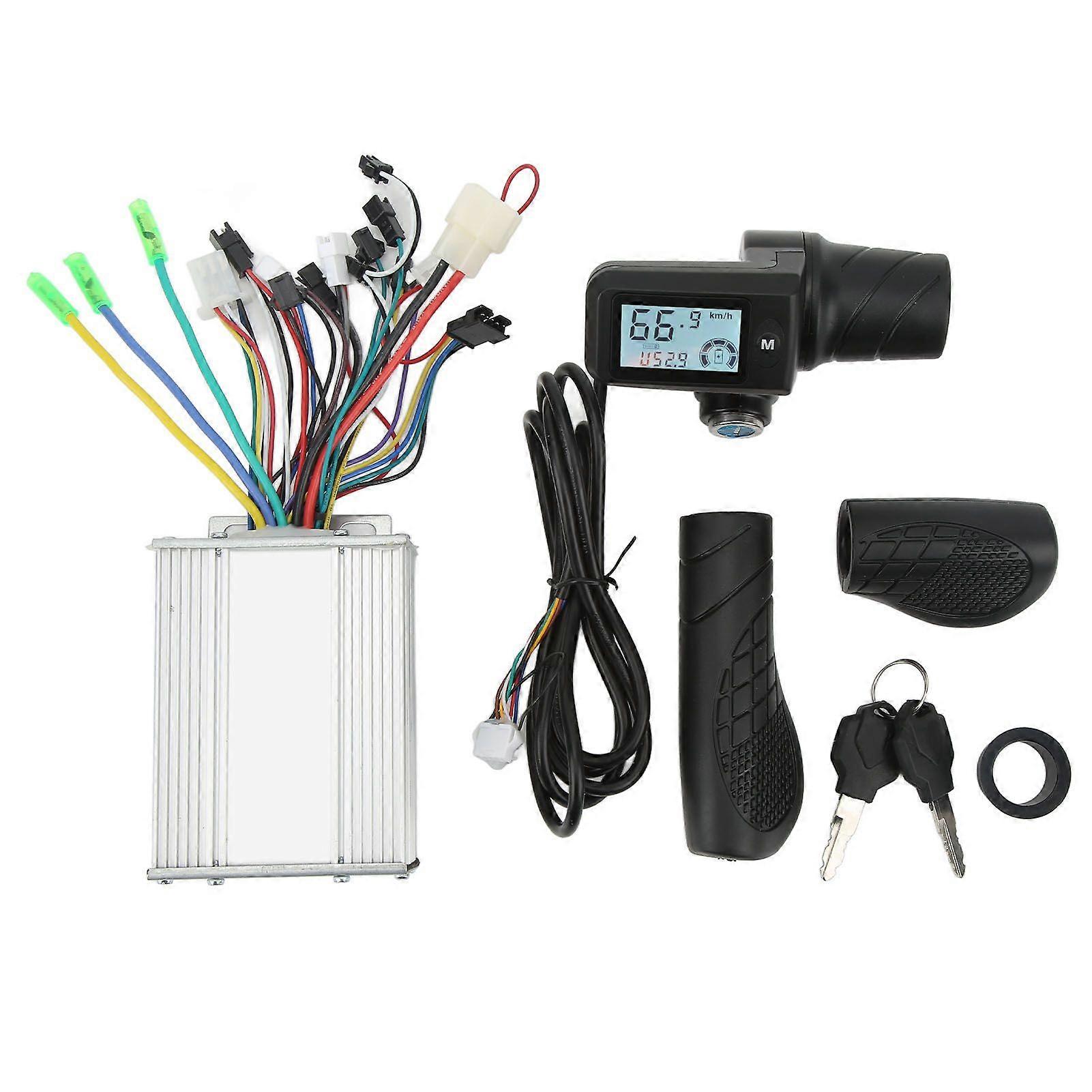 Electric Bicycle Controller Kit 450W Brushless Controller LCD Screen Meter with Throttle Grip for Refitting 36V 48V
