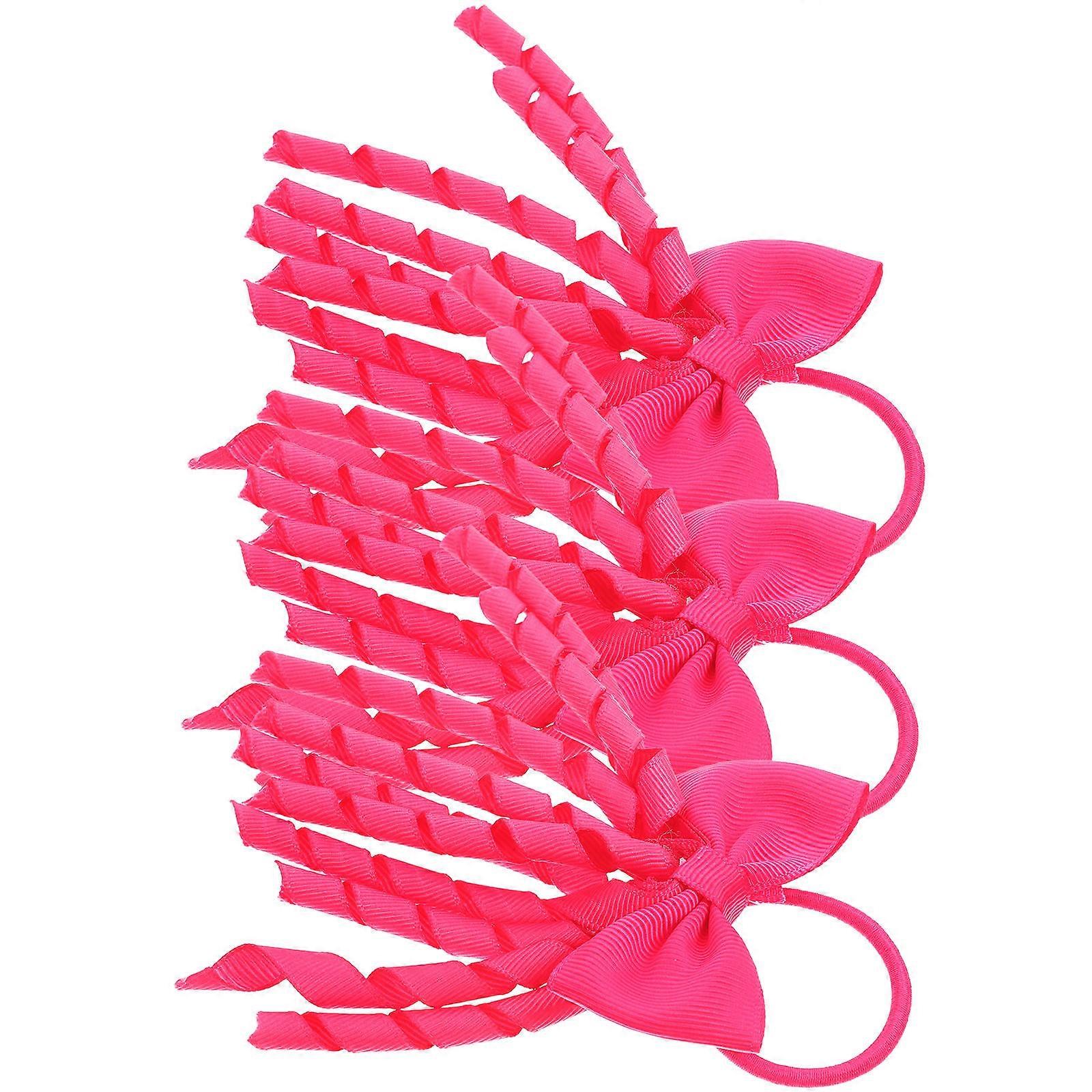 3pcs Rosy Grosgrain Ribbon Cheer Bows for Cheerleaders Hair Ties Perfect for Parties and Performance