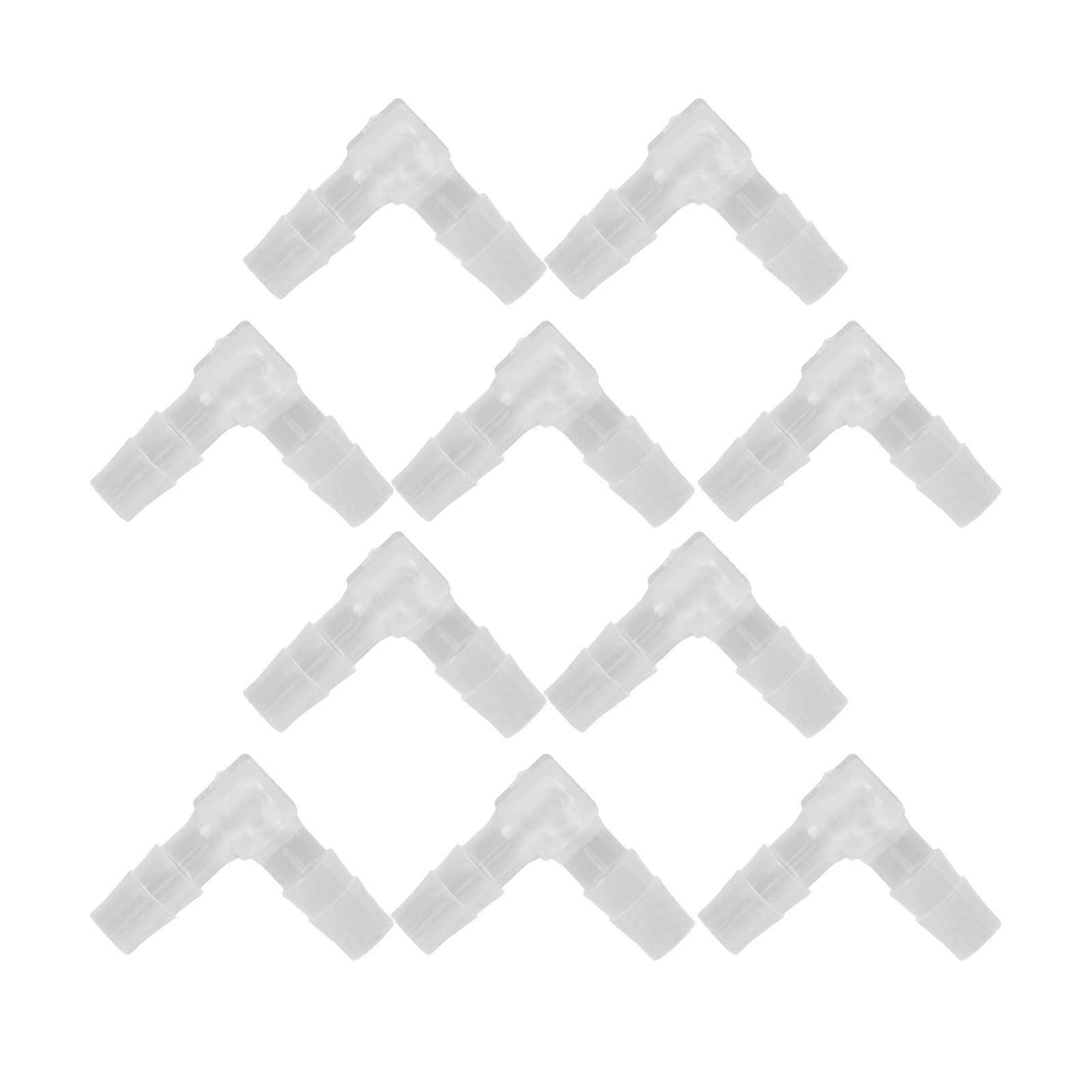 Elbow Tube Barb Plastic Fittings 10 Pack, 6 mm Diameter, Durable Connector for Hose and Pipe Applications