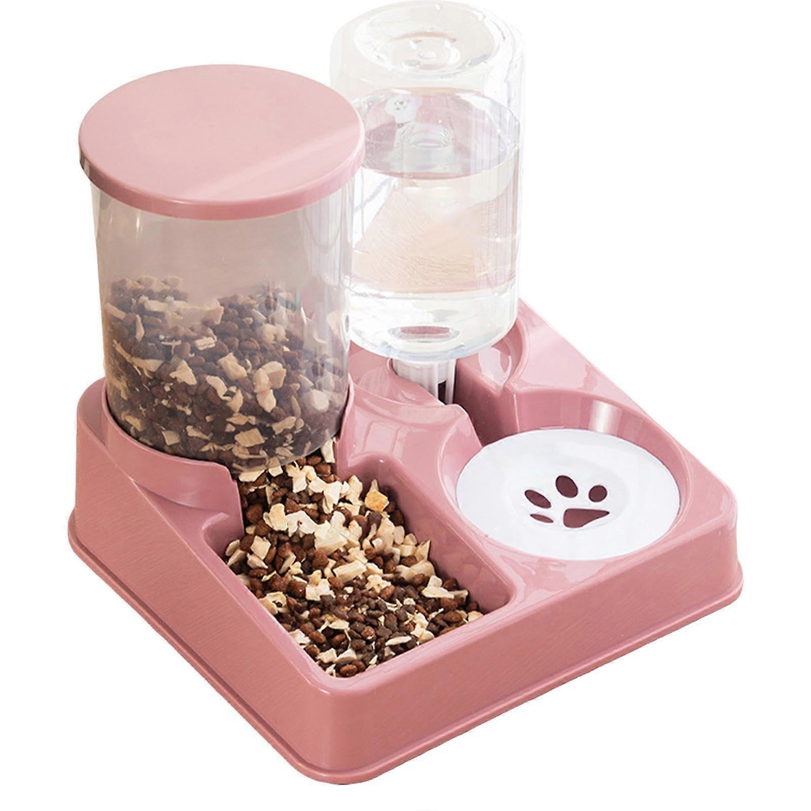 Automatic Pet Feeder, Integrated Cat Food, Automatic Drinking Water Dispenser for Cats Automatic Water Dispenser for Cats and Dogs Pink