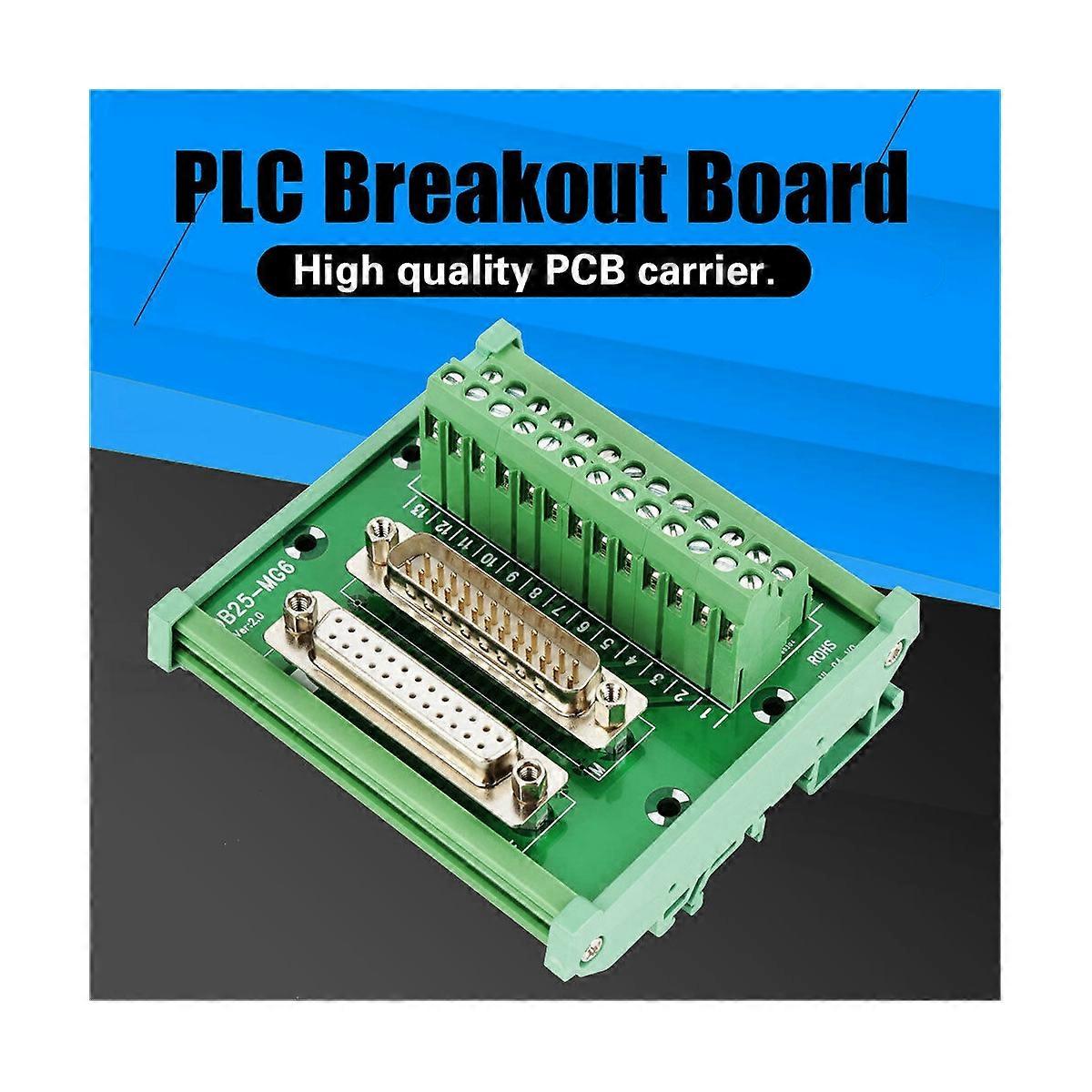 2X DB25 DIN Rail Mount Interface Module Male/Female Connector Breakout Board