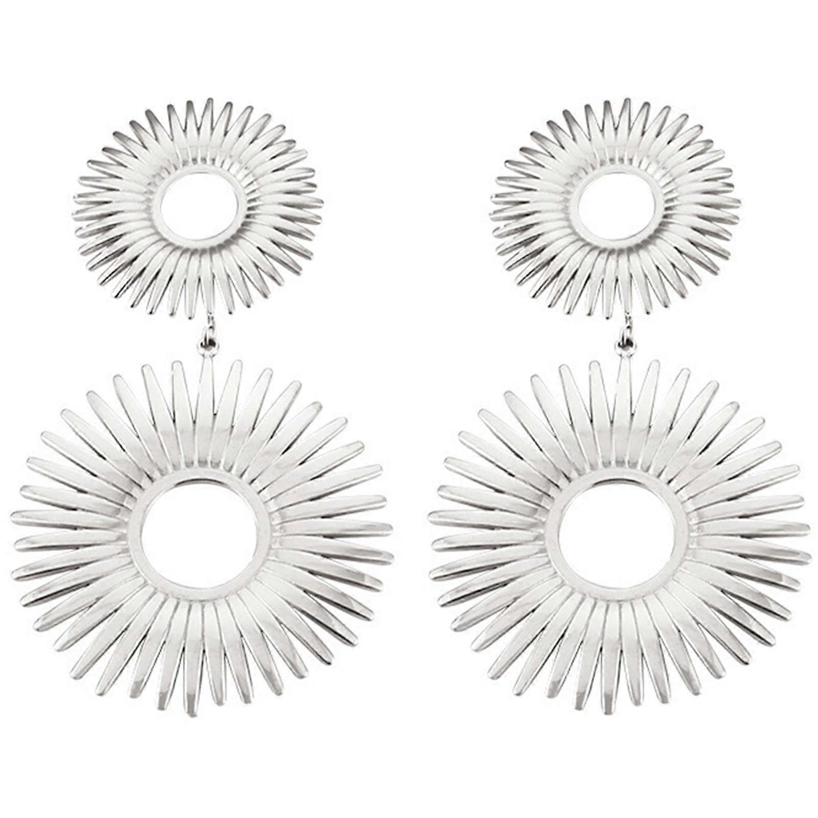 Geometric Flower Earrings in Titanium Steel, Unique Design for Evening and Everyday Wear