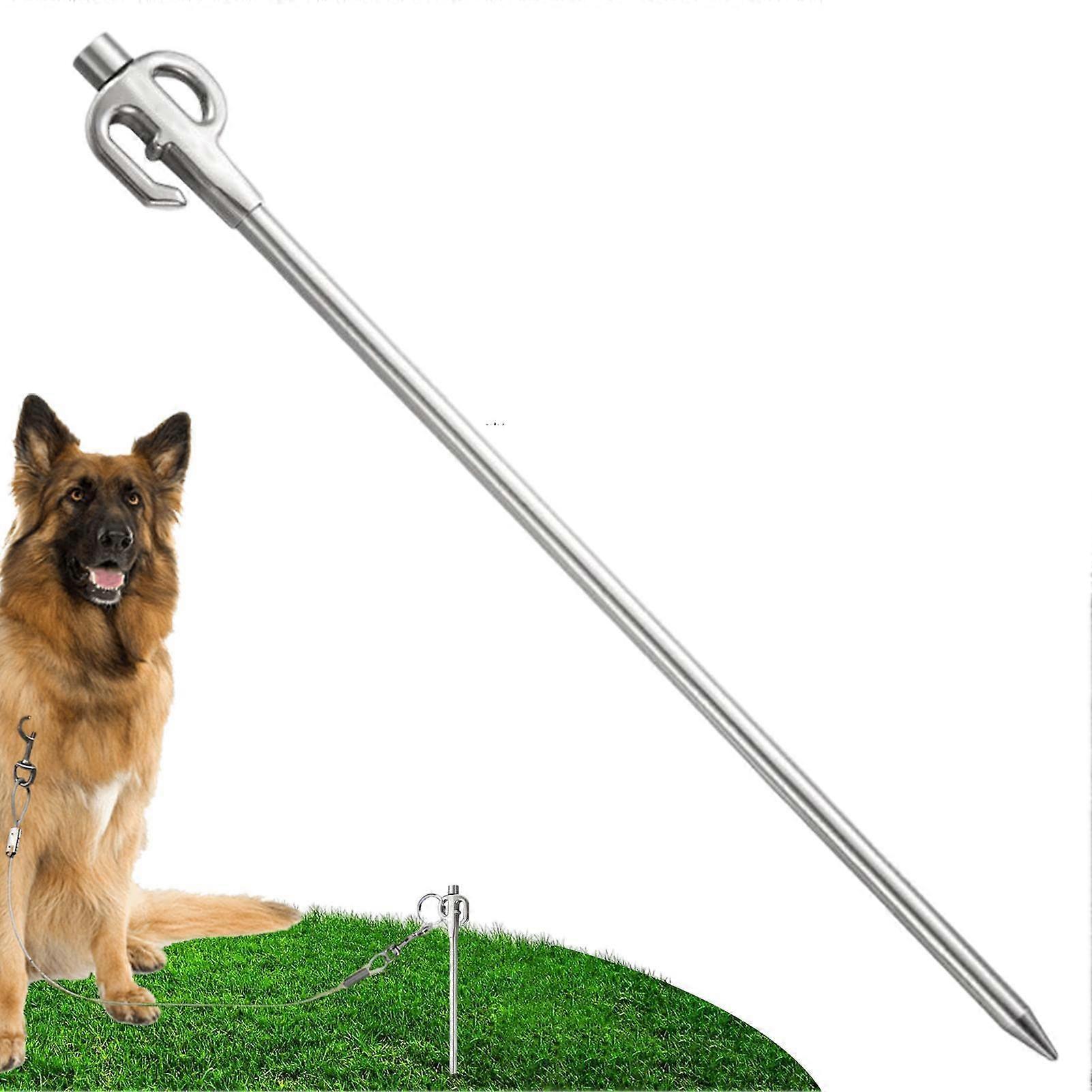 Post for tying dogs, ground anchor with 360° rotation, robust stainless steel camping poles anchor the post for the beach or yard.'