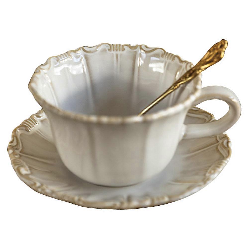 Cute Ceramic Tea Mug with Saucer – Perfect for Home, Office, or Parties, Smooth Edges, Holds Coffee, Tea & More