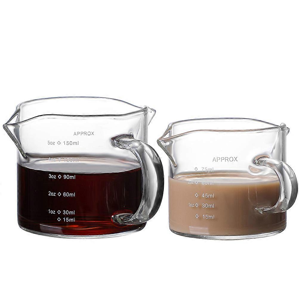 Measuring Cup With Spout 2Pcs Round Mouth Glass Milk Pitcher For Hotel Home Use 10X7X6.5CM