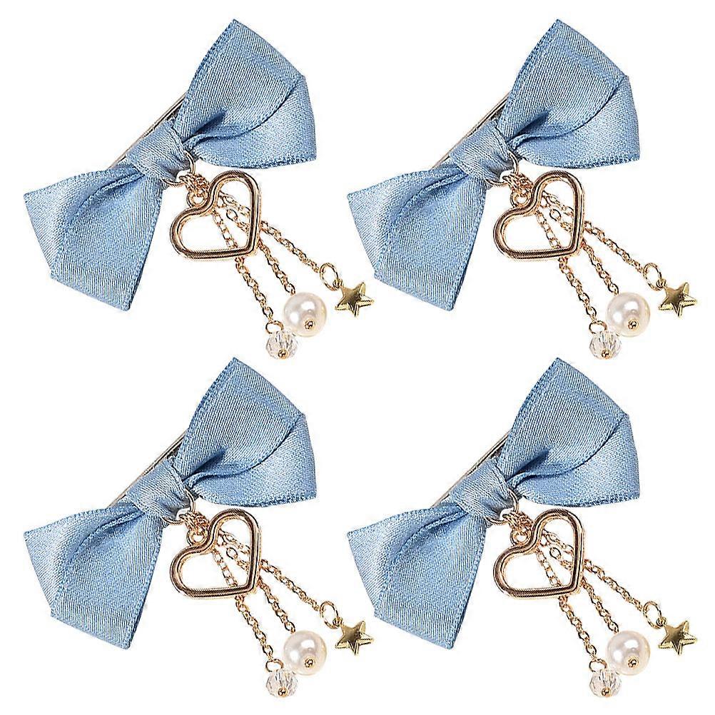 Elegant Hair Decoration 4Pcs Bow Hairpin Set For Women In Sky-Blue Color Perfect For Holiday Parties