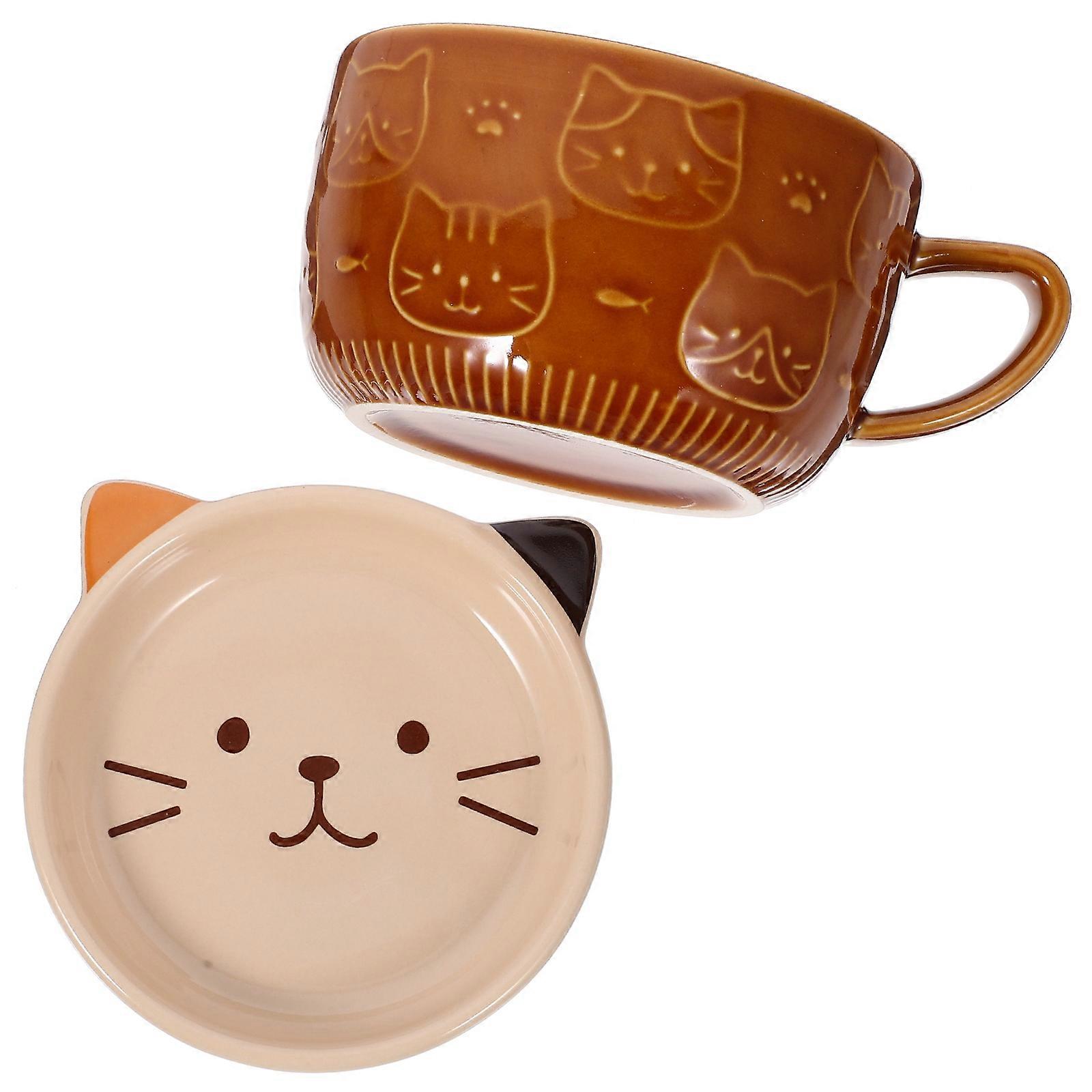 Charming Cat Mug Decorative Beverage Container Suitable For Gift Recipients 1Set