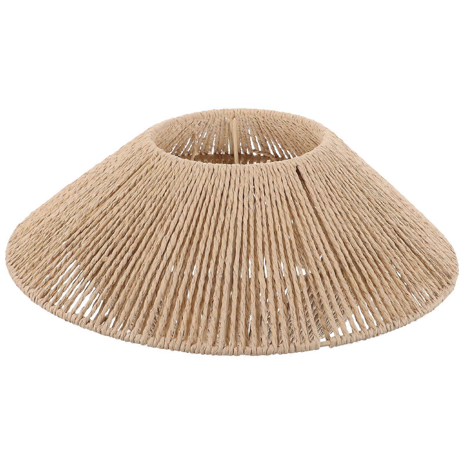 Small Lampshade with Paper Weaving Design for Decor Light Brown Color Fits E27 Socket 6 Inch