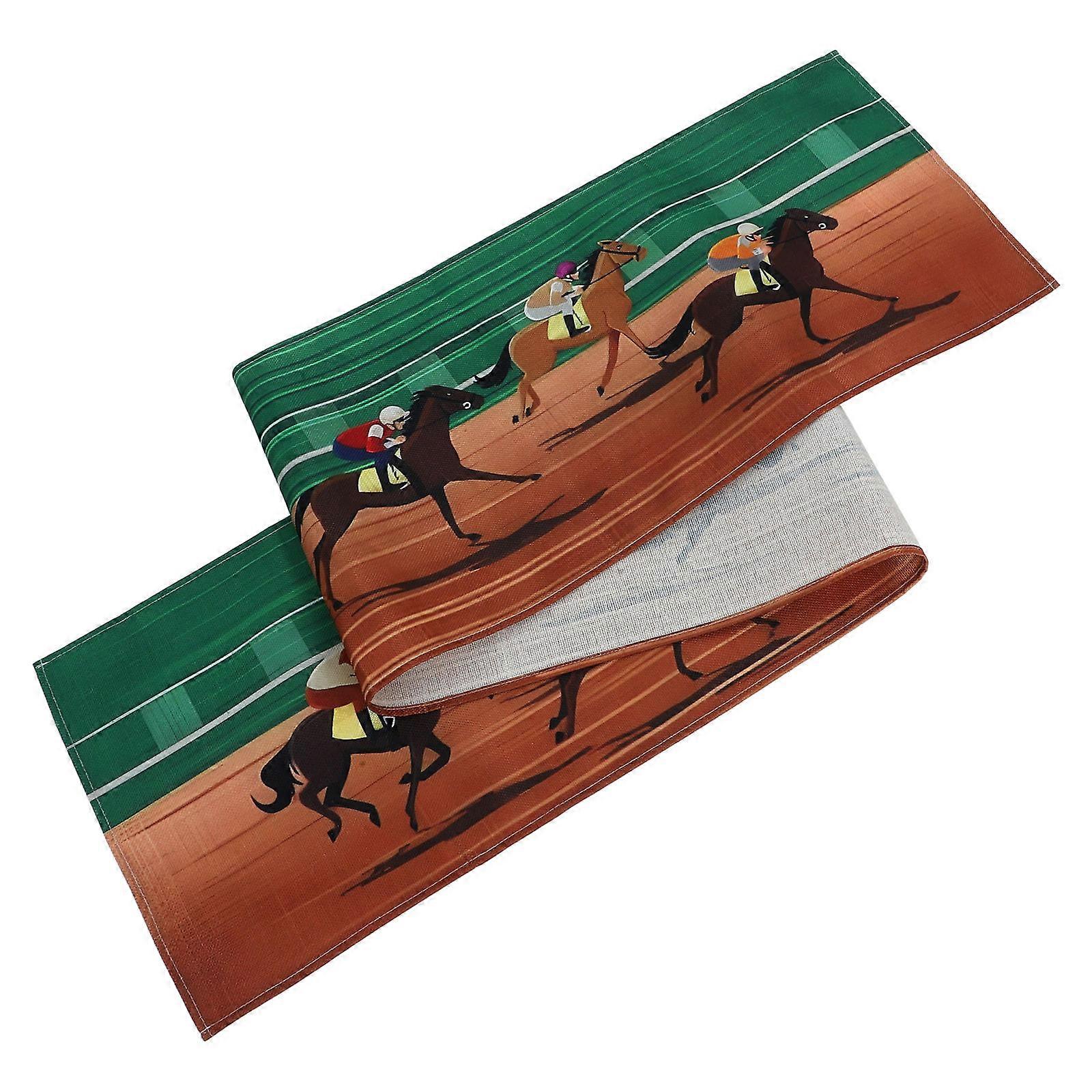 Table Decoration Cover With Horse Racing Theme For Dining Or Coffee Tables Available In Elegant Green Color 1Pack