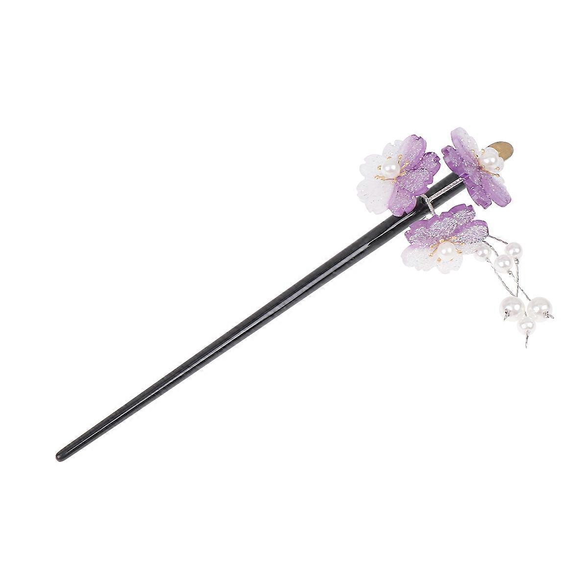 Purple Acrylic Hairpin with Beautiful Tassel and Pendant Design for Decoration Retro Style 1 Piece