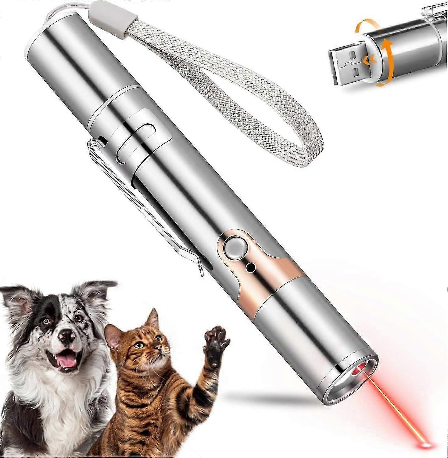 2025 Newest Indoor Cat Toy Pointer, USB Rechargeable Cat Toy, 3 Light Colors, Cat Interact