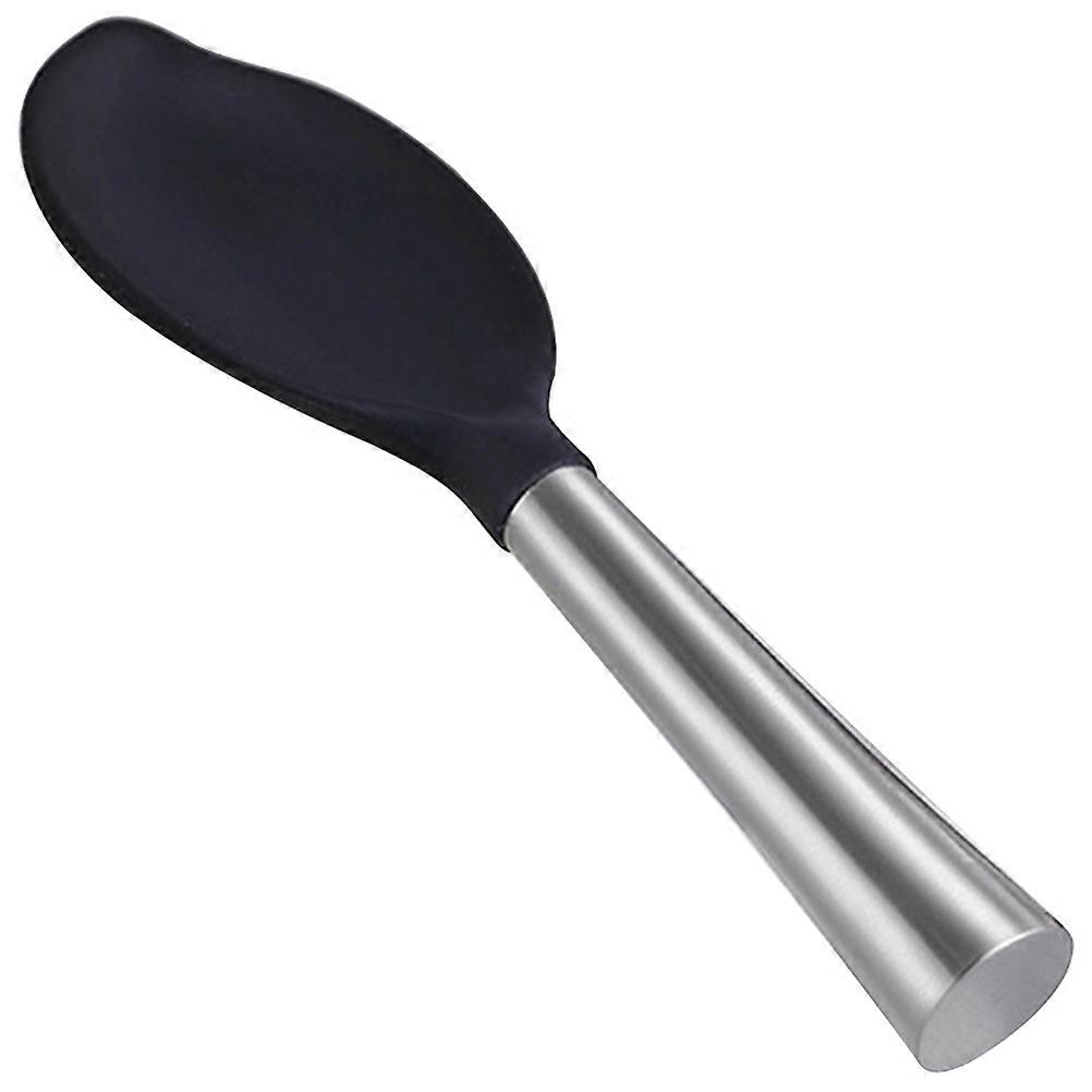 Leaf Shaped Rice Paddle Stainless Steel and Silicone Spoon Standing Rice Scooper Non Stick