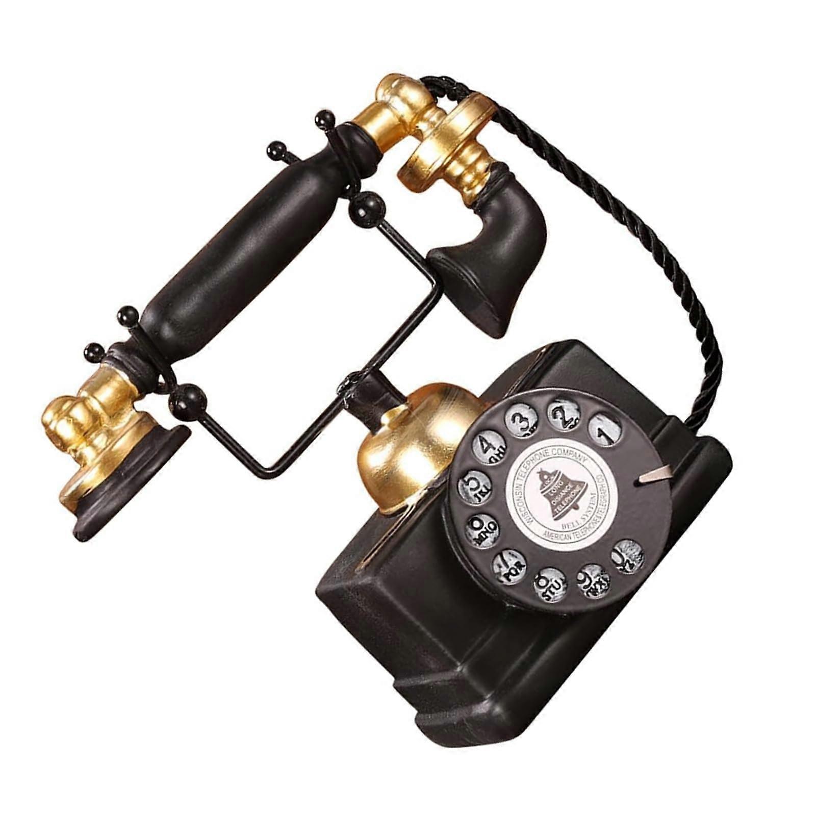 Decorative Vintage Telephone Sculpture Resin Art Model for Office Desk, Bookshelf, Display Cabinet Theme