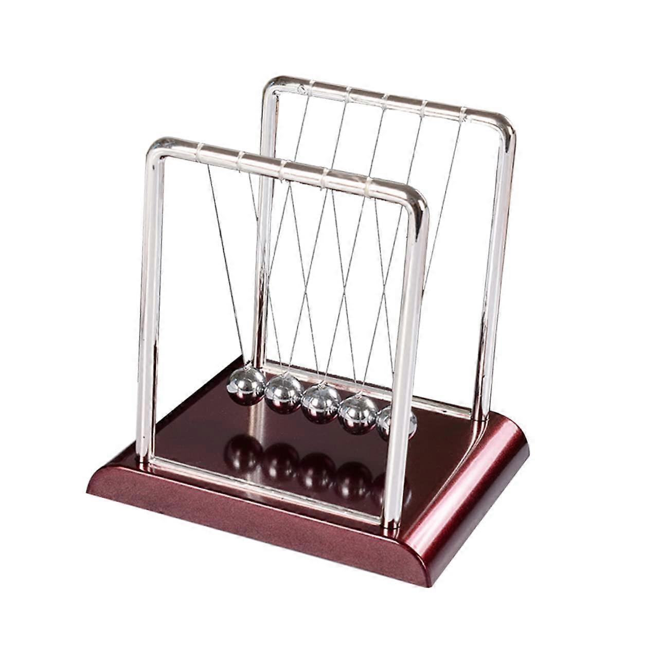 Newton Pendulum Ball Fidget Gadget 3-Inch ABS Shock Ball Desktop Toy with Square Base for Stress Relief