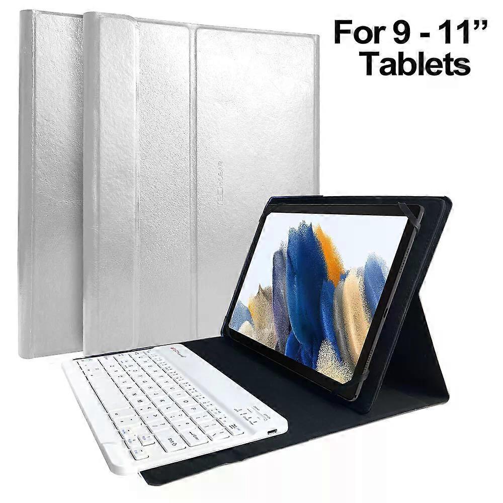 White Leather Case & White Bluetooh Keyboard for Blackview Tab 8 WiFi 10.1"