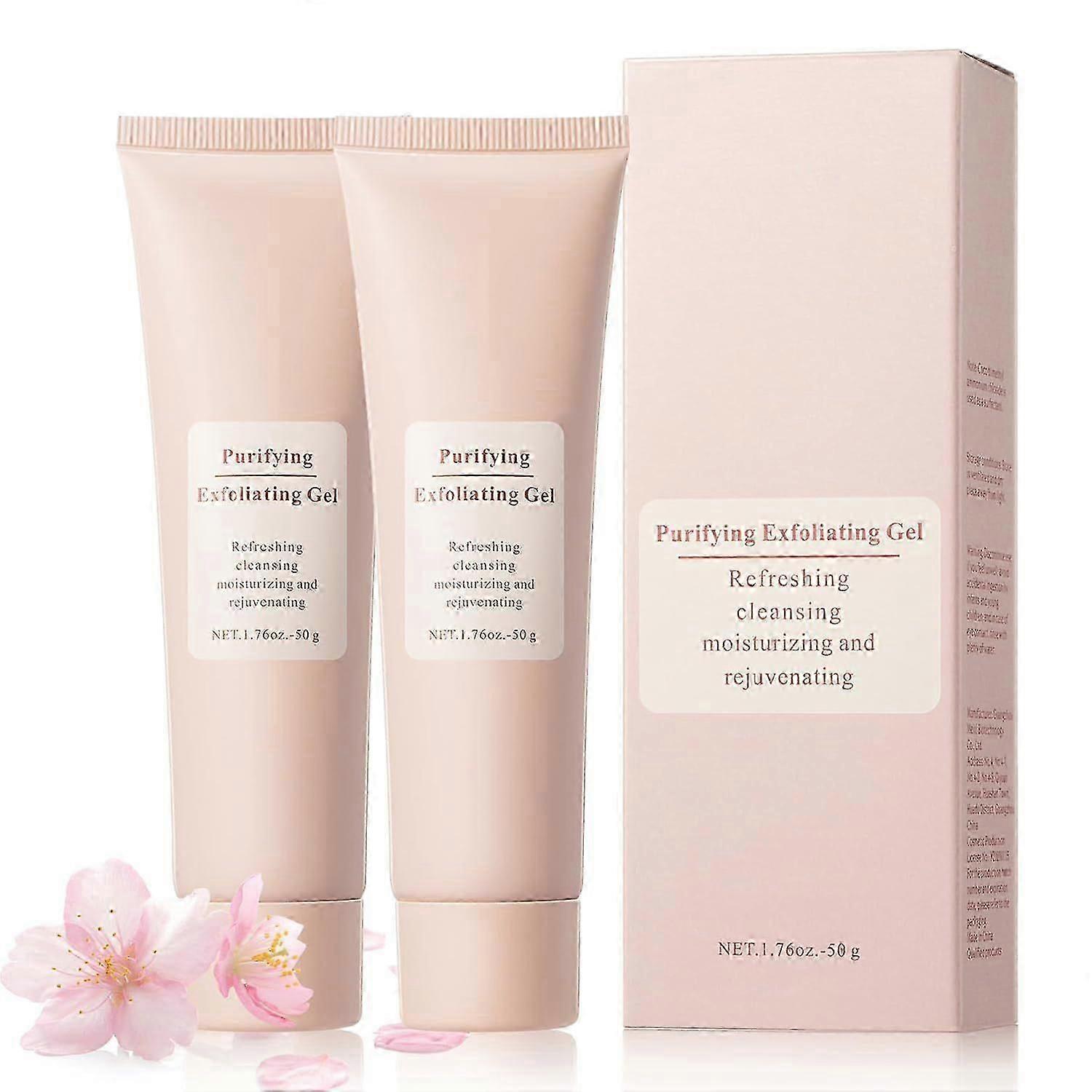 2-Pack Purifying Exfoliating Gel Face Exfoliator & Exfoliating Face Wash with Gentle Scrub for Deep Cleansing, Brightening & Moisturising