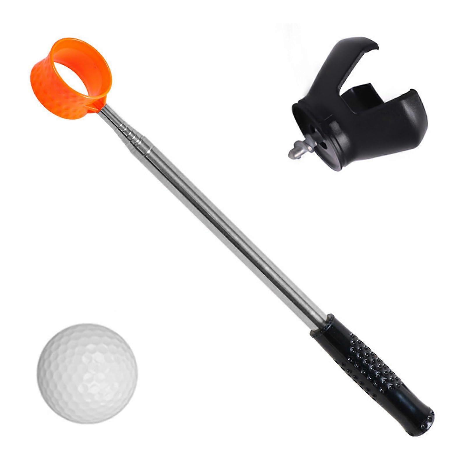 Golf Ball Scooper Stainless Steel Telescopic Ball Retriever, Adjustable Handle, Portable, Keeps Hands Clean Silver