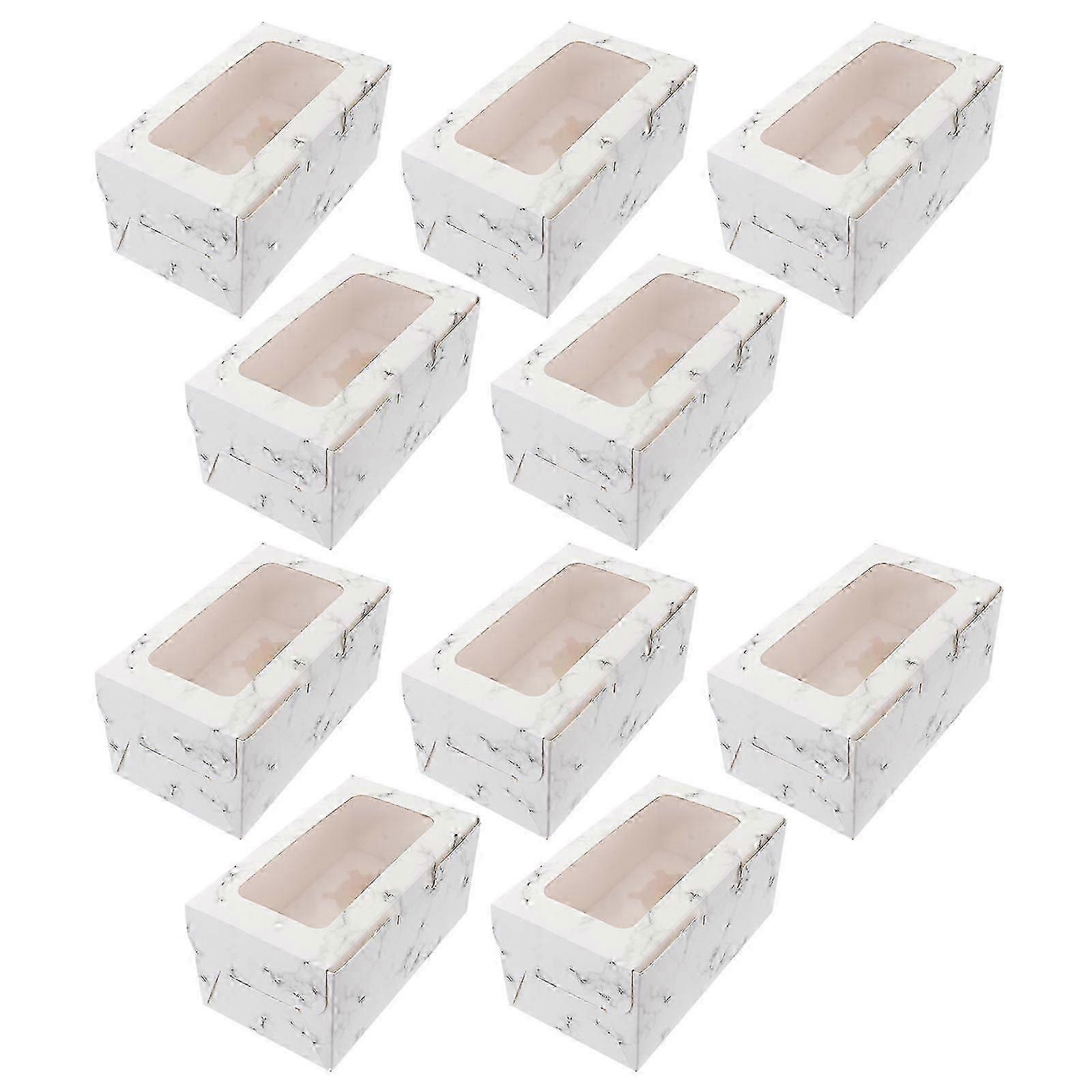Sturdy Small Dessert Boxes with Window for Cupcakes 10Pcs Birthday Packaging