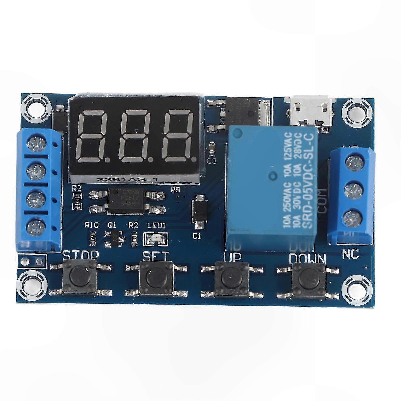 Programmable Timer Relay Module with LED Display and Micro USB Power Supply