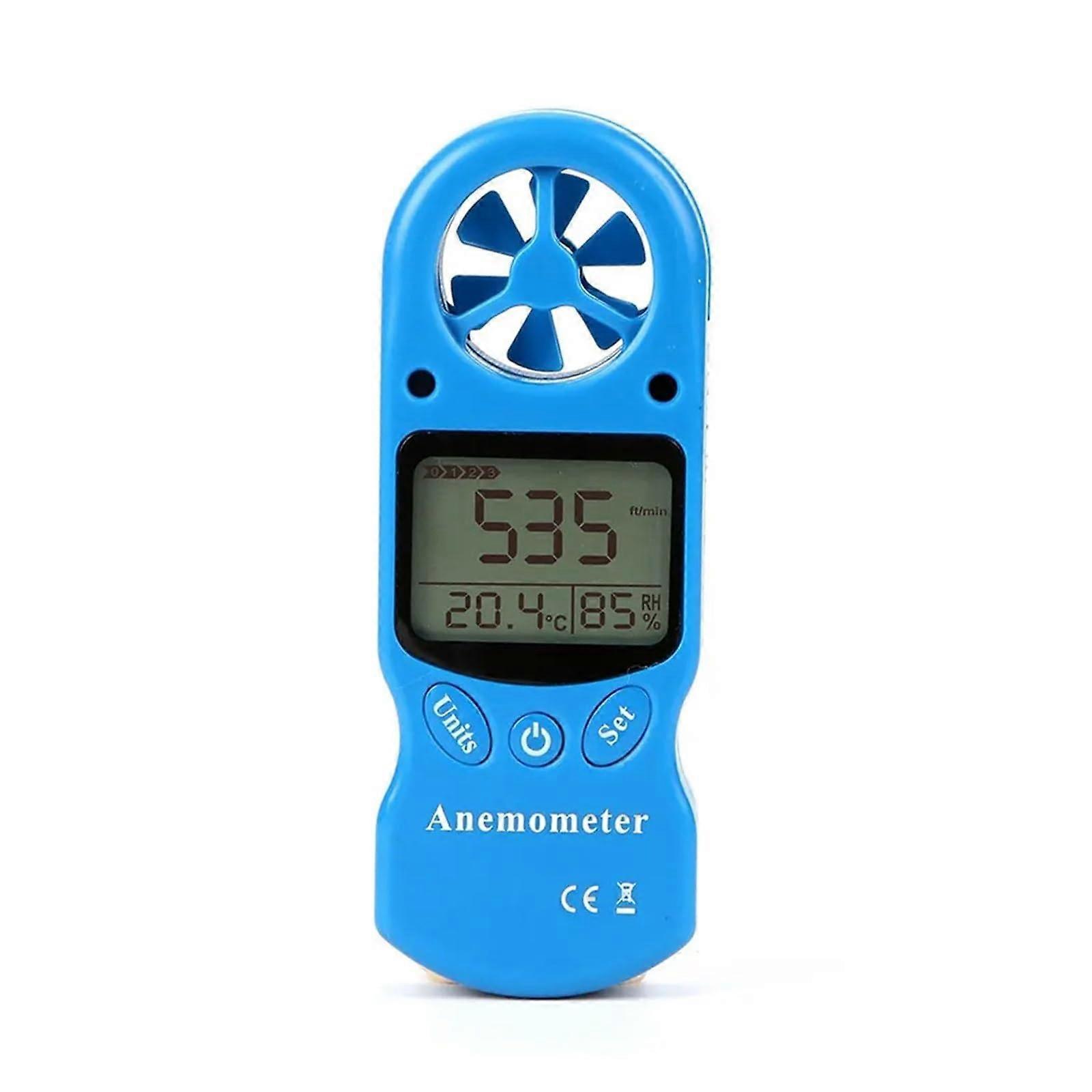 Mini Multipurpose Anemometer, Digital Anemometer LCD Wind Speed Temperature Humidity Meter with Thermometer Anemometer (Size : Blu) Ref: 3116