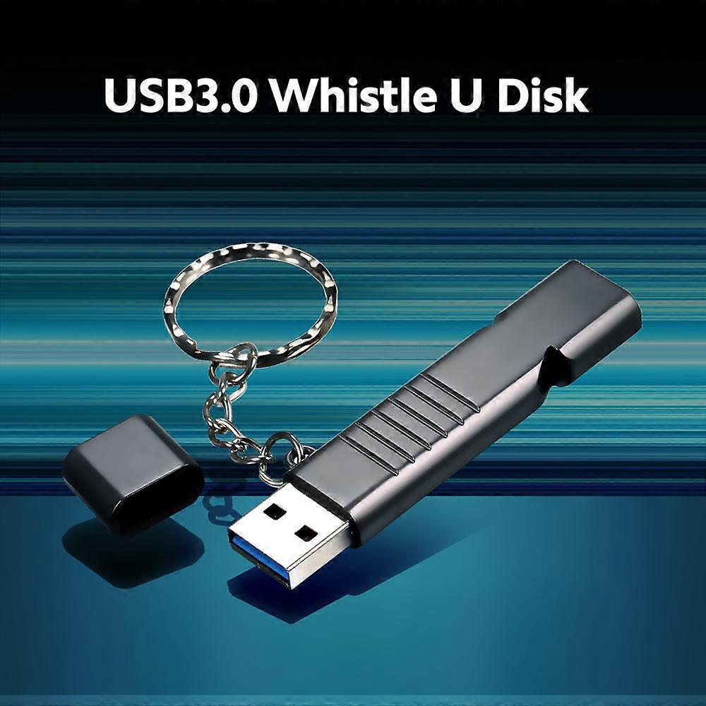 128GB USB3.0 U Disk Whistle USB Flash Drive 2-in-1 Design Portable U Disk Zinc Alloy Material Solid and Durable Plug and Play