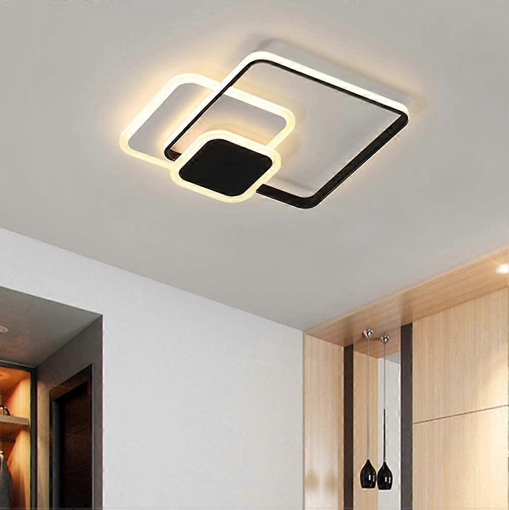 LED Dimmable Ceiling Light Fixture with Remote Control, 3-Layer Square Design for Living Room, Bedroom, Kitchen, Black