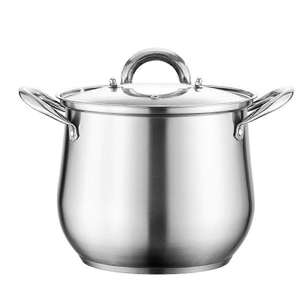 Thickened Stainless Steel Stock Pot with Lid – Large Capacity, Even Heating, Ergonomic Handles, Spill Rim for Home Kitchen Use
