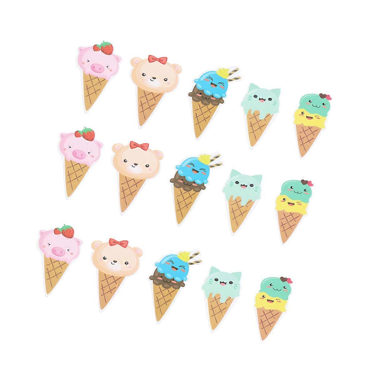 Cake Decorations Cartoon Ice Cream Shape Dessert Decorations Multi Party Accessory 15Pcs