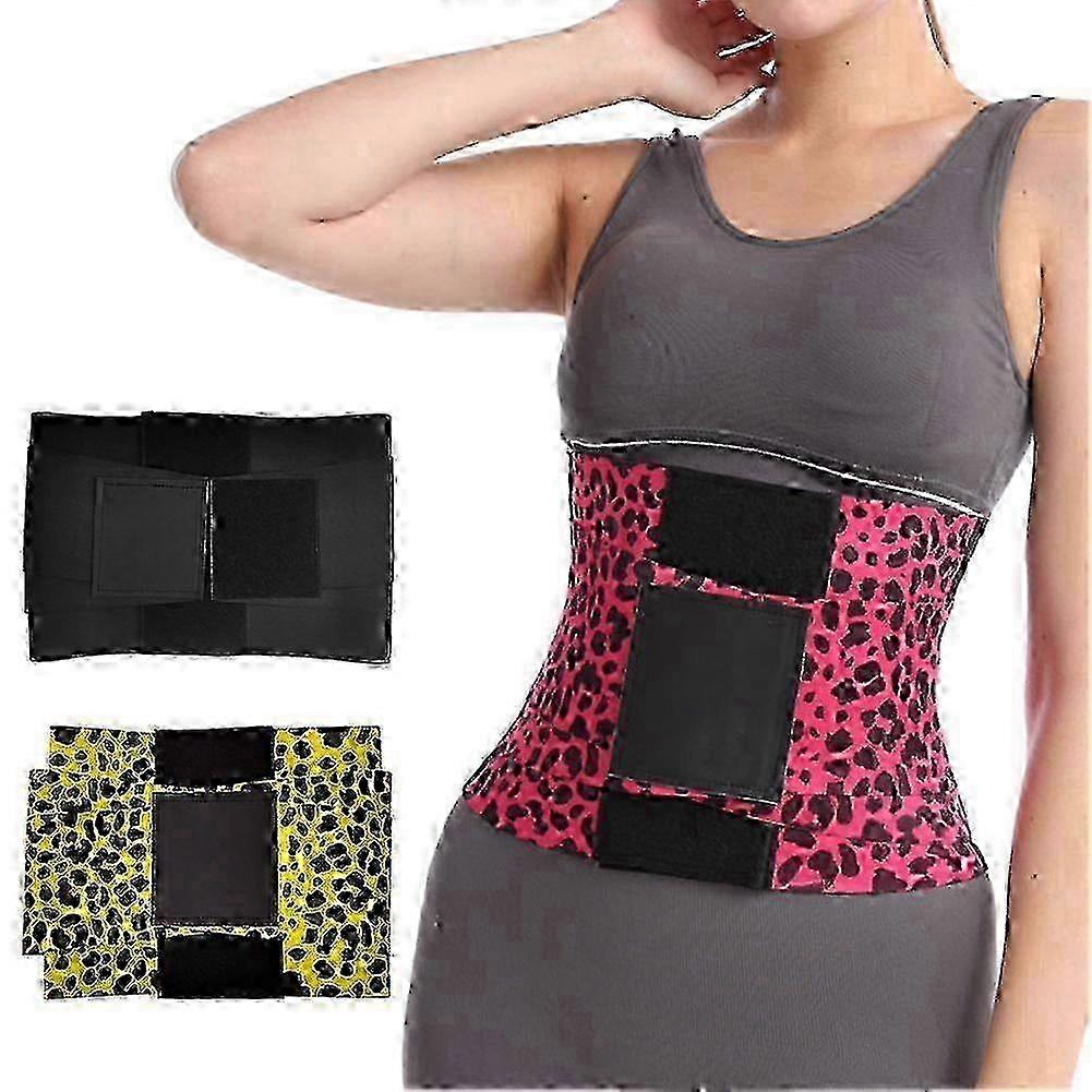 Postpartum Waist Trainer Belt for Women, Adjustable & Breathable Corset with Yellow Leopard Print, Sizes S to 3XL
