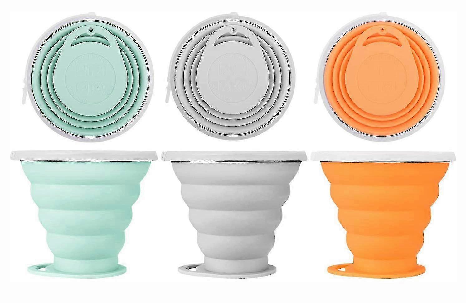 3pcs Reusable Foldable Travel Mug Space Saving For Picnic Hiking