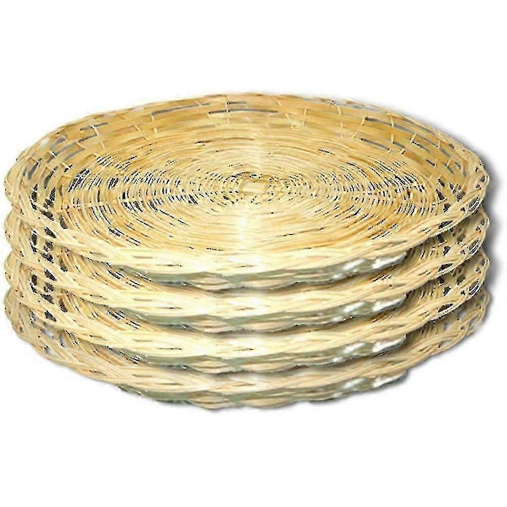 4パック竹製ペーパープレートホルダー - ピクニックパーティー用品用のヘビーデューティー10インチ再利用可能な織り