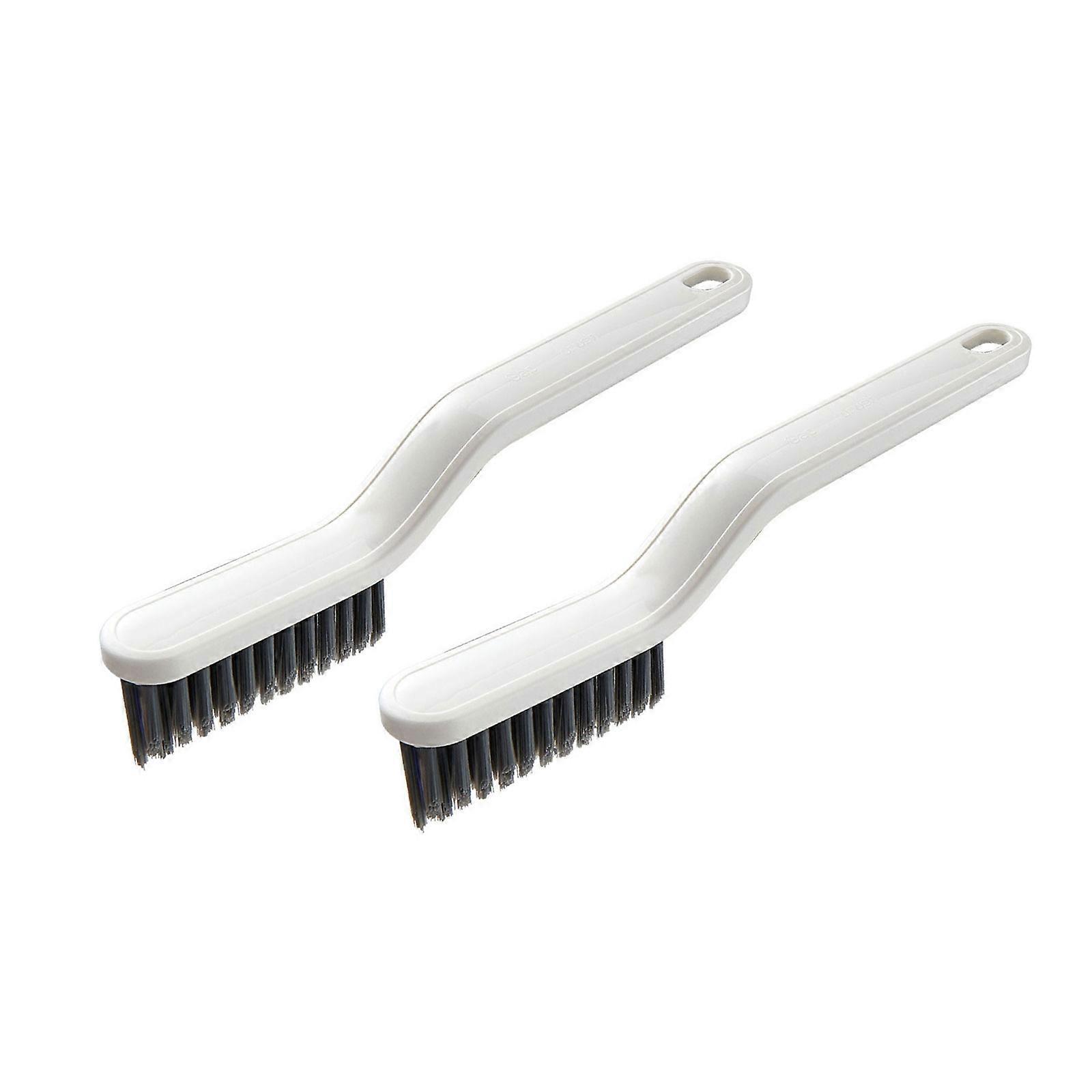 2pcs MultiPurpose Bathroom Corner Gaps Cleaning Brush With Stiff Bristles Ergonomic Handle For Multiple Surfaces Cleaning  White