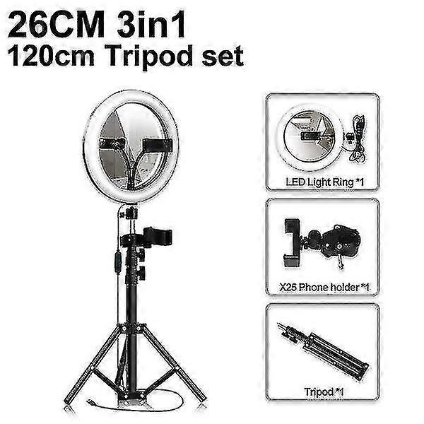Led Ring Light With Tripod Stand With Makeup Mirror Ring Lamp Selfi...