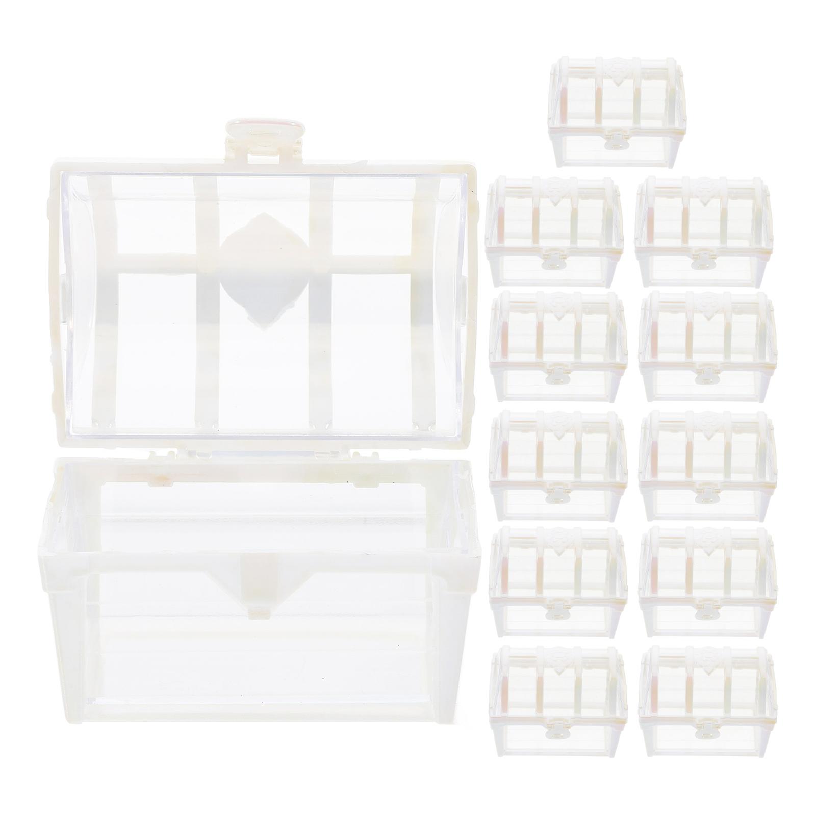 12pcs Small Treasure Chest Clear Plastic Boxes Pirate Keepsake Candy Storage Cases Refillable