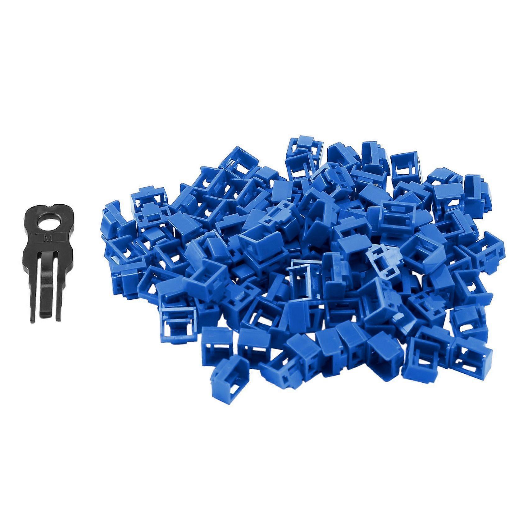 100Pcs Blue RJ45 Port Ethernet LAN Hub Anti Dust Cover Plug Cap Blockout Protector with Proprietary