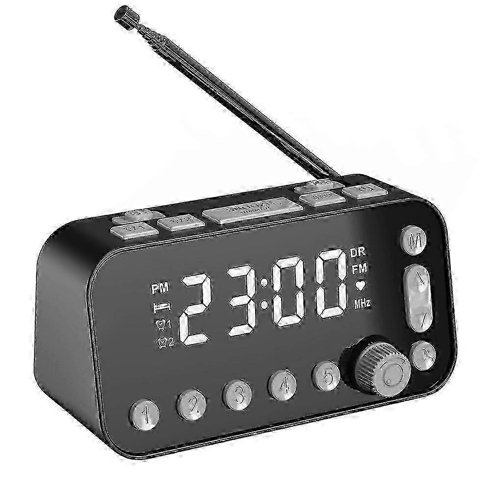 Radio Dab Fm Led Reloj despertador digital Snooze Brillo Reloj de mesa ajustable Reloj de despertar junto a la cama Relojes recargables USB duales (fpk12)
