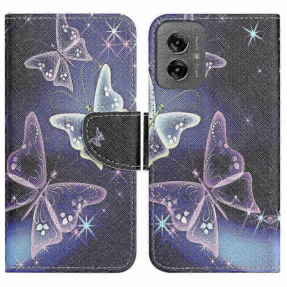 Cross Texture Leather Phone Case for Moto G55 5G with Pattern Printing - Keep Calm and Spa Design