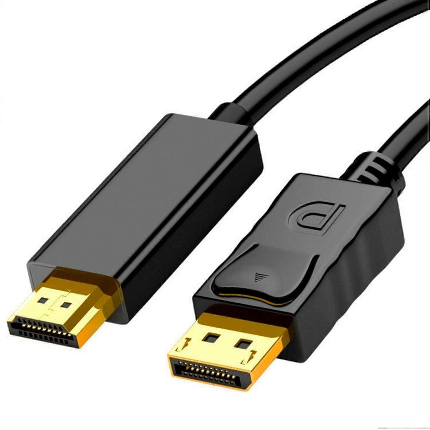 4K DisplayPort to HDMI Cable Adapter 6FT, High Speed (1440P 60Hz, 1080P 120Hz) Uni-Directional DP to HDMI Cord Compatible for Dell, HP, Insignia, Sams