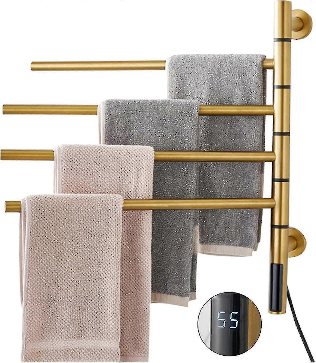 Sèche-serviettes électrique Radiateur Porte-serviettes numérique Minuterie Sèche-serviettes chauffant Sèche-serviettes rotatif à eau chaude 360 Mural